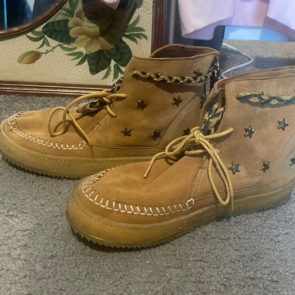 Free People Laidback London Argo Ankle Suede Stars Boots Moccasins